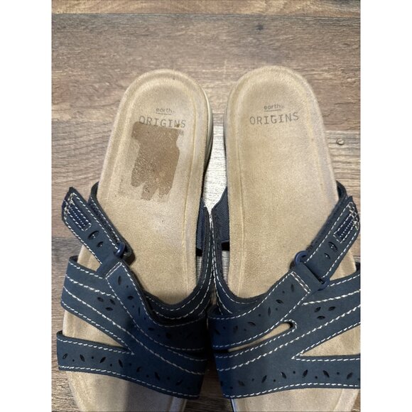 Earth Origins Sandra Sandals Womens Navy Blue Vegan‎ Slide Shoes Size 8 Comfort - Picture 2 of 4